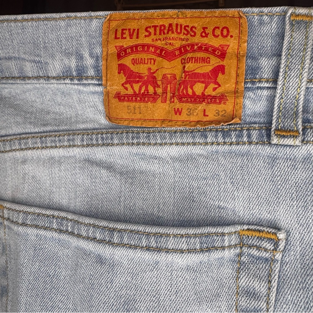 Levi’s 511 Slim Fit Jeans 36x32 Light Wash Faded Y2K 90s Denim - Picture 7 of 8